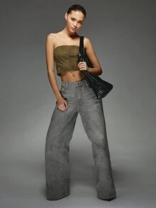MISSGUIDED Top bandeau sin tirantes con paneles - Marrón - Ver 6