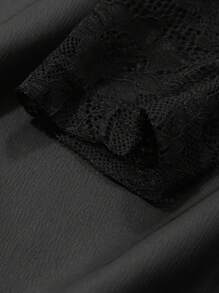 DAZY Women Casual Lace Patchwork Round Neck Long Sleeve Bodycon Black Elegant Dress Prom Dress