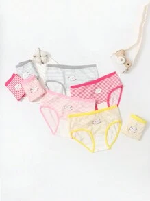 SHEIN 10pcs/Pack Young Girls Minimalist Bow & Print Pattern Comfortable Briefs - Multicolor - View 1