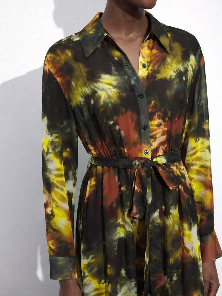 SHEIN Maija Women's Dark Green Button Down Long Sleeve Loose Fit Midi Shirt Dress, Versatile Everyday Wear, Autumn/Winter Festival Western Wear Women