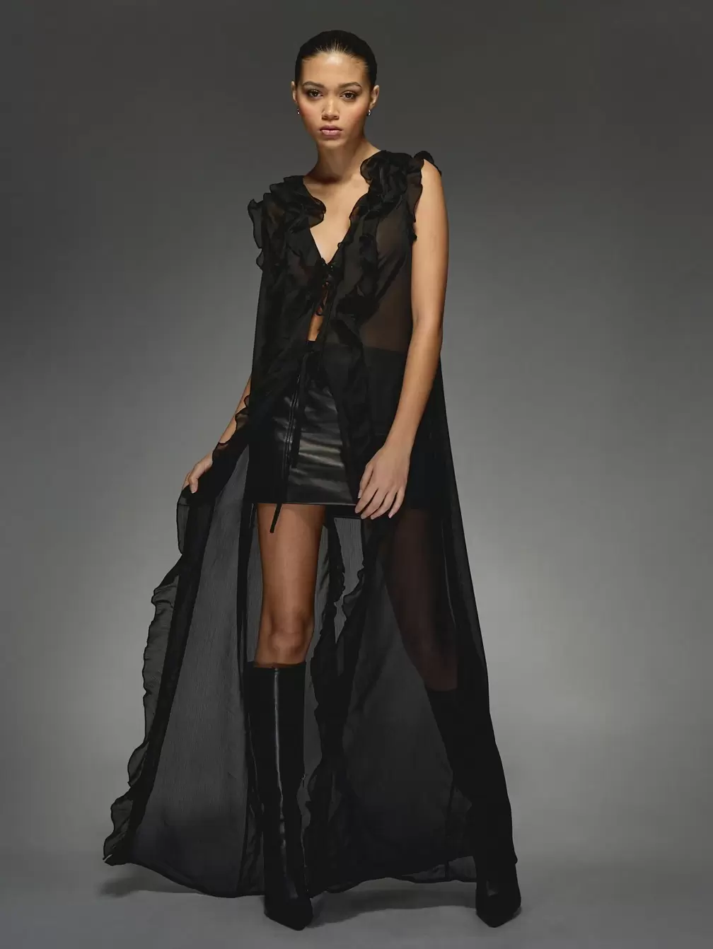 long sheer cardigan for dress Golden Butterfly Sheer Cardigan Dress Ivory(Pre-Sale 12days) / XXS