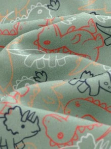 Cozy Pixies 新生男婴 2 件套卡通恐龙印花柔软针织连脚连体衣套装 - 彩色 - 查看 3