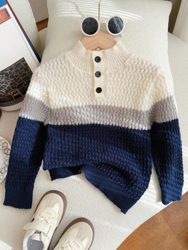 SHEIN 1 pieza Suéter de estilo básico, cómodo y suave para niño pequeño, de estilo casual y lindo, apropiado para uniformes escolares, mantener el calor, volver al colegio, uso diario, navidad, fiestas de cumpleaños, versátil y básico