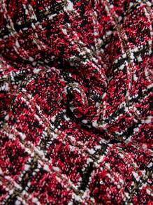 SHEIN LUNE 大码女式优雅粗花呢荷叶边下摆短裙 新年女款情人节款