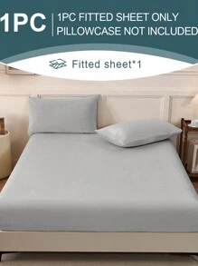 1pc Velvet Fitted Sheet, Bedding, Soft & Comfortable Mattress Cover, Solid Color Fitted Sheet, Suitable For Autumn/Winter, Deep Pocket Design, Includes Only Fitted Sheet, No Pillowcase, Dust-Proof & Anti-Slip, Machine Washable, Suitable For Twin, Full, Queen, King Size Beds - Light Grey - View 5