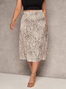 SHEIN Clasi Damen große Größen Alloverdruck Rock mit hoher Taille, elegant & stylisch