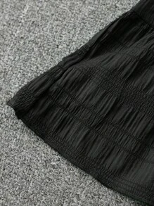 Franclia 女士优雅纯色纹理荷叶边袖中长连衣裙