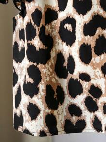 Camicia casual con doppio strato di volant e stampa leopardata, adatta per ragazze, per tutte le stagioni e festival musicali