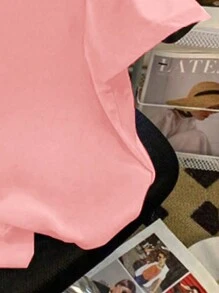 Teen Girl T-Shirt With Lines And Sun Graphic Design, Fashionable, Comfortable, And Versatile Short Sleeve Top For All Seasons - Pink - View 3