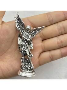 1 pieza Figura del Arcángel San Miguel, Escultura del Ángel Sagrado Miguel, Estatua de aleación de zinc para decoración de escritorio del hogar, Día de San Valentín, Boda de San Valentín, Cumpleaños - Multicolor - Ver 2