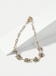 MOTF PREMIUM GOLD & GREEN FAUX CRYSTAL CHAIN BRACELET - Green - View 5