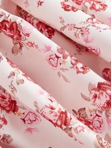 SHEIN MOD Plus Size Vintage Romantic Floral Print Split Dress For Summer