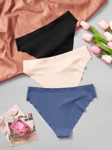 SHEIN Paquete de 3 bragas triangulares suaves y cómodas para adolescentes