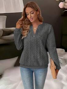 EMERY ROSE Women's Fashionable Half-Zip Casual Sweatshirt For Autumn/Winter