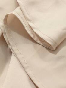 DAZY Women's French Vintage Pleated Loose Relaxed Satin Blouse - Apricot - View 4