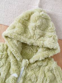 Babymeisje, 2-delige set warme Sherpa-hoodiejas met harige hartvormige tas, geschikt voor uitstapjes, herfst/winter