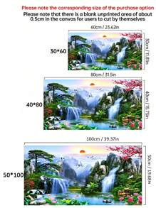 1 pieza Lienzo con pintura de paisaje de cascada y puesta de sol, pósteres e impresiones de aves en el lago, obra de arte de bosque para decoración de la sala de estar, decoración festiva del hogar, lienzo sin marco como regalo de Navidad