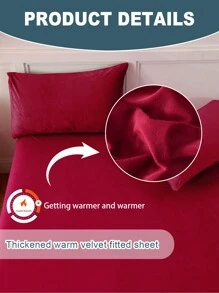 1 pièce Drap-housse en velours, literie de Noël, draps de couleur unie, couverture de matelas douce et confortable, cadeaux de literie, adapté à l'automne et l'hiver, grand-format, drap-housse uniquement, sans taie d'oreiller, anti-poussière antidérapant, lavage machine, pour toutes les saisons, s'adapte aux lits jumeaux, pleins, king et queen