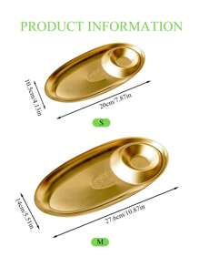 Gold Stainless Steel Oval Plate - 1PC Minimalist Pasta & Salad Dish, Unbreakable Kitchen Dinnerware, Modern Aesthetic Gift