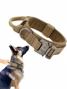 Tactical Dog Collar With Handle - Heavy Duty Reflective Nylon Collar For Medium & Large Dogs - Adjustable Comfort Padded Control Pet Collar For Training, Walking, Security - Durable No-Slip Grip For Strong Dogs
