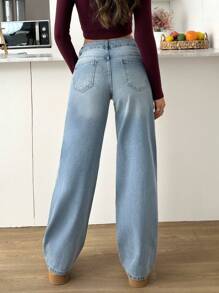 Jeans amples, décontractés et à taille basse avec poches pour femmes