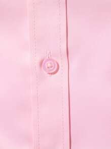 Manfinity Mode Camisa casual de manga larga de un solo abotonado de unicolor para oficina para hombre, otoño - Rosa Pálido - Ver 4