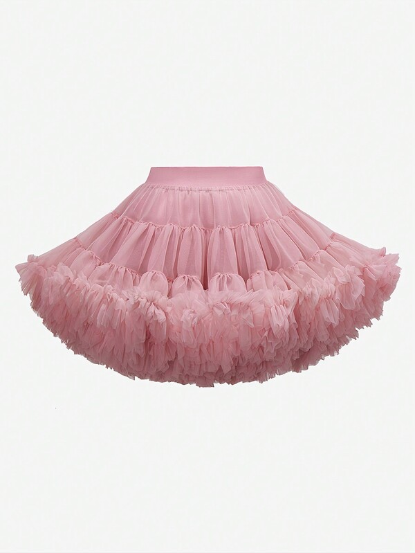 SHEIN Wildeya Falda de línea A de tul esponjoso para niña, adecuada para las temporadas de primavera, verano y otoño, excelente para salidas y fiestas, se puede combinar con camisetas o camisas, da un aspecto encantador y dulce