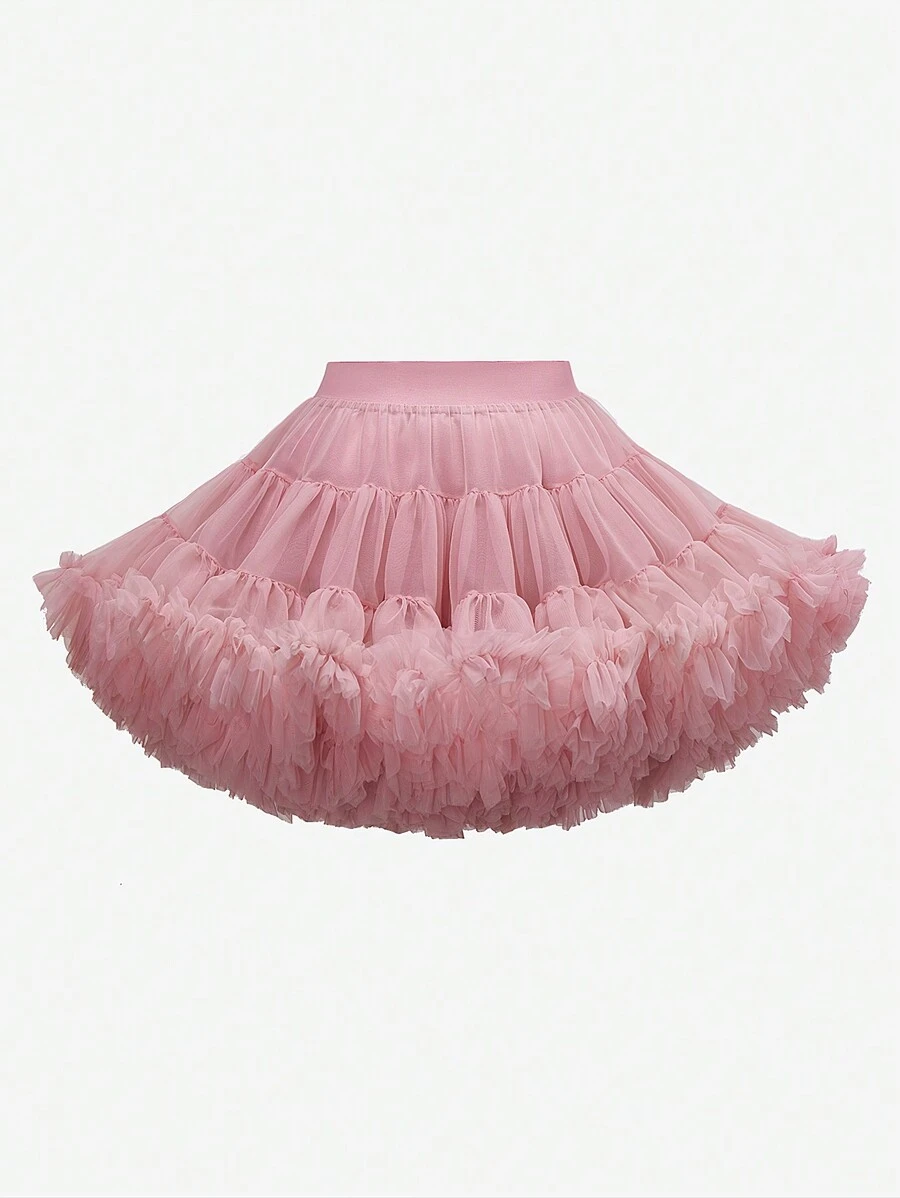 Young Girl' Fluffy Tulle A-Line Skirt, Suitable For Spring, Summer, And Fall Seasons, Great For Outings, Parties, Can Be Paired With T-Shirts Or Shirts, Gives A Lovely And Sweet Look,Holiday,Summer,Travel