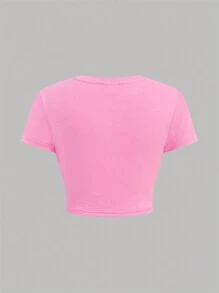 Girlism Tween Girl 2件套 白色和粉色 甜美 旅行 街拍 春夏 蝴蝶结印花 针织短袖圆领T恤和迷你裙套装 情人节 干净的女孩 可爱 - 彩色 - 查看 9