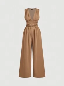 SHEIN MOD جمبسوت بحجم كبير ذات تفاصيل مقصرة الرجل مستقيمة الساق ذات تفاصيل متجعدة
