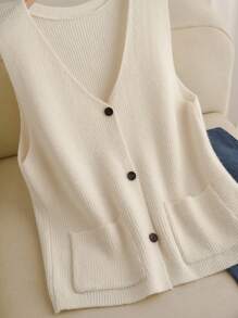 CosyJoli Gilet-cardigan élégant casual à poches, grande taille