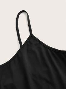 SHEIN Essnce 4pcs Plus Size Women's Solid Color Casual Versatile Camisole Tops - Black - View 6