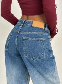 EURMUSE WOMEN STRAIGHT LOW WAIST JEANS - Medium Wash - View 4