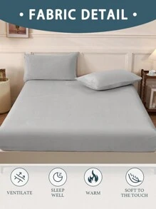 1pc Velvet Fitted Sheet, Bedding, Soft & Comfortable Mattress Cover, Solid Color Fitted Sheet, Suitable For Autumn/Winter, Deep Pocket Design, Includes Only Fitted Sheet, No Pillowcase, Dust-Proof & Anti-Slip, Machine Washable, Suitable For Twin, Full, Queen, King Size Beds - Light Grey - View 6