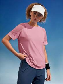 In My Nature Women Letter Print Short Sleeve Casual Crew Neck Outdoor T-Shirt & Camisole Gym Shirts