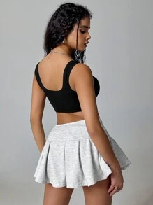 1 件女式无缝字母印花吊带背心 - 黑色 - 查看 2