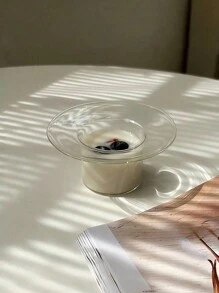 1PC Fresh And Simple Clear Glass Bowl With Straw Hat Inspired Design, Highly Attractive Breakfast Bowl, Dessert Bowl, Yogurt Cup, Fruit Salad Bowl, Can Be Used For Photography Or Serving - Multicolor - View 6