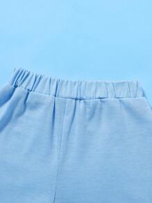 SHEIN Baby Boy Short-Sleeved Shorts With Cute Dinosaur Patterns And Blue Pants Are Suitable For Babies To Wear On Any Occasion In Summer - Multicolor - View 4