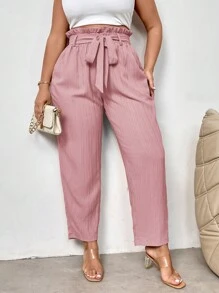 Firerie Quần ống côn bó sát, cạp chun, xếp ly thanh lịch cỡ lớn cho doanh nhân - Hồng - Xem 3