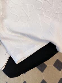 SHEIN Leap Crew 2pcs Set Teen Boy's Short Sleeve T-Shirt & Shorts Casual 2pcs/Set Letter Embossed, Urban, Basic, Plain;Spring Wear; Teen Boys' Clothing; Teen Boy' Jackets, Spring Back To School - White - View 4