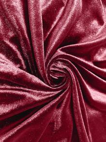 SHEIN Clasi Plus Size Women's Elegant Romantic Velvet Faux Pearl Decor Fishtail Dress - Red - View 7