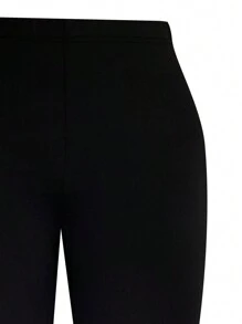 Rometta Plus Size Women Solid Color Simple Daily Fashion Flared Pants Fall Cloth For Women - Black - View 5