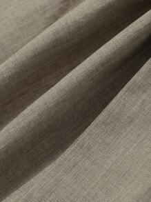 Wynsel Summer Elegant Solid Color Round Neck Pleat Bowknot Mid-Length Dress For Women SunDress - Khaki - View 7