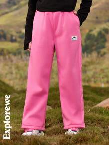 SHEIN 2pcs/Set Tween Girls' Casual Patchwork Pants, Minimalist Fashion For Daily Wear
