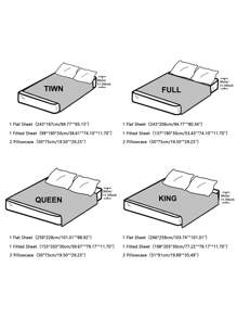 4入組無填充物純緞床單套裝1入組床笠和1入組床單和2入組枕套床上用品全/單人床/大號床/特大號床 - 粉色 - 查看 2