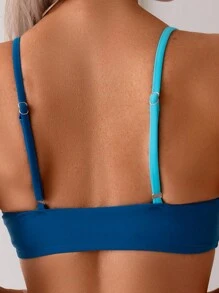 SHEIN Swim 夏季女士海滩度假拼色性感比基尼