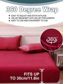 1 pièce Drap-housse en velours, literie de Noël, draps de couleur unie, couverture de matelas douce et confortable, cadeaux de literie, adapté à l'automne et l'hiver, grand-format, drap-housse uniquement, sans taie d'oreiller, anti-poussière antidérapant, lavage machine, pour toutes les saisons, s'adapte aux lits jumeaux, pleins, king et queen