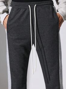 SUMWON Premium Flare Fit Athletic Sweatpants With Side Panel Contrast Drawstring Waist Fall Winter Casual Loungewear Athleisure Gym Workout Pants - Grey - View 6