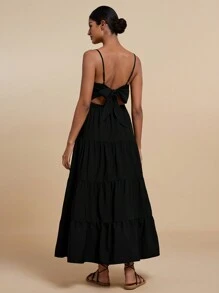 Travachic Women's Floral Print Vacation Casual Maxi Slip Dress - Black - View 2