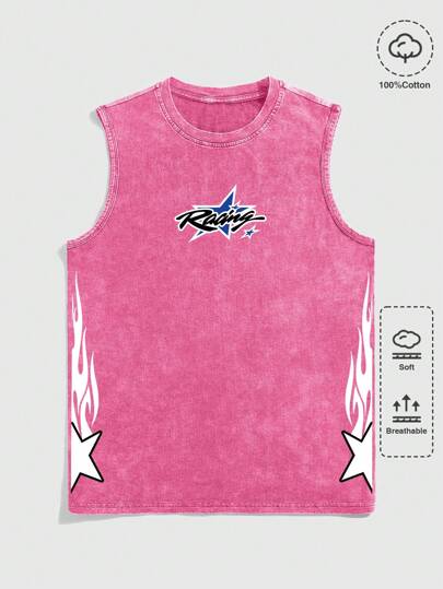 Street Life Camiseta de tirantes con estampado floral nevado vintage para hombre, estilo veraniego de los años 2000